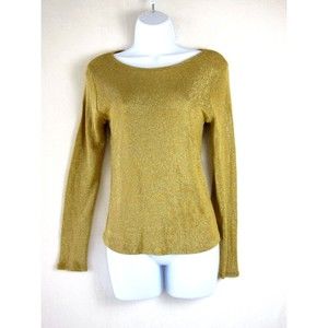 VTG LIA L.A. Exchange Long Sleeve Top Sparkly Gold Glitter Stretch Size L